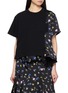 SACAI Bifabric Floral Panel Cotton T-Shirt