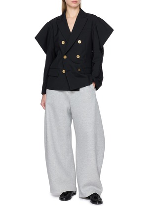 Figure View - Click To Enlarge - SACAI - Ruffled Shoulder Double Breasted Blazer