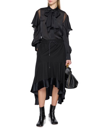 Figure View - Click To Enlarge - SACAI - Drawstring Waist Asymmetrical Cotton Maxi Skirt