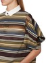 - SACAI - Striped Structural Sleeve Cotton Polo Shirt