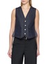 SACAI Dark Wash Denim Drawstring Waist Cotton Waistcoat