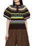 SACAI Fair Isle Puff Sleeve Knit Polo Shirt