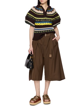 Figure View - Click To Enlarge - SACAI - Fair Isle Puff Sleeve Knit Polo Shirt