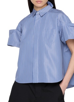  - SACAI - Dramatic Sleeve Striped Cotton Blend Poplin Shirt