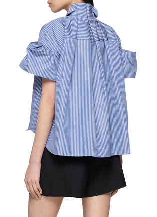Back View - Click To Enlarge - SACAI - Dramatic Sleeve Striped Cotton Blend Poplin Shirt