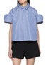 SACAI Dramatic Sleeve Striped Cotton Blend Poplin Shirt