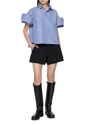 Figure View - Click To Enlarge - SACAI - Dramatic Sleeve Striped Cotton Blend Poplin Shirt