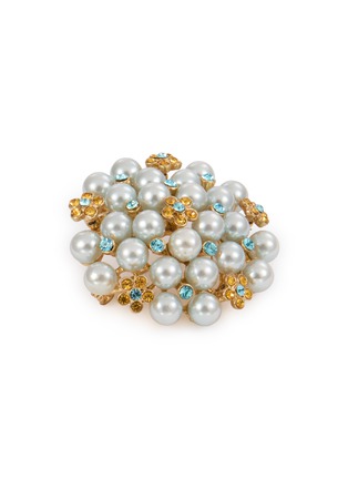 Detail View - Click To Enlarge - LANE CRAWFORD VINTAGE ACCESSORIES - Scaasi Diamante Faux Turquoise Clip On Earrings