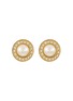 LANE CRAWFORD VINTAGE ACCESSORIES 1990's Gold Toned Faux Pearl Diamante Clip On Earrings