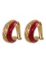 LANE CRAWFORD VINTAGE ACCESSORIES Swirl Enamel Clip On Hoop Earrings