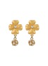 LANE CRAWFORD VINTAGE ACCESSORIES Flower Diamante Clip On Drop Earrings