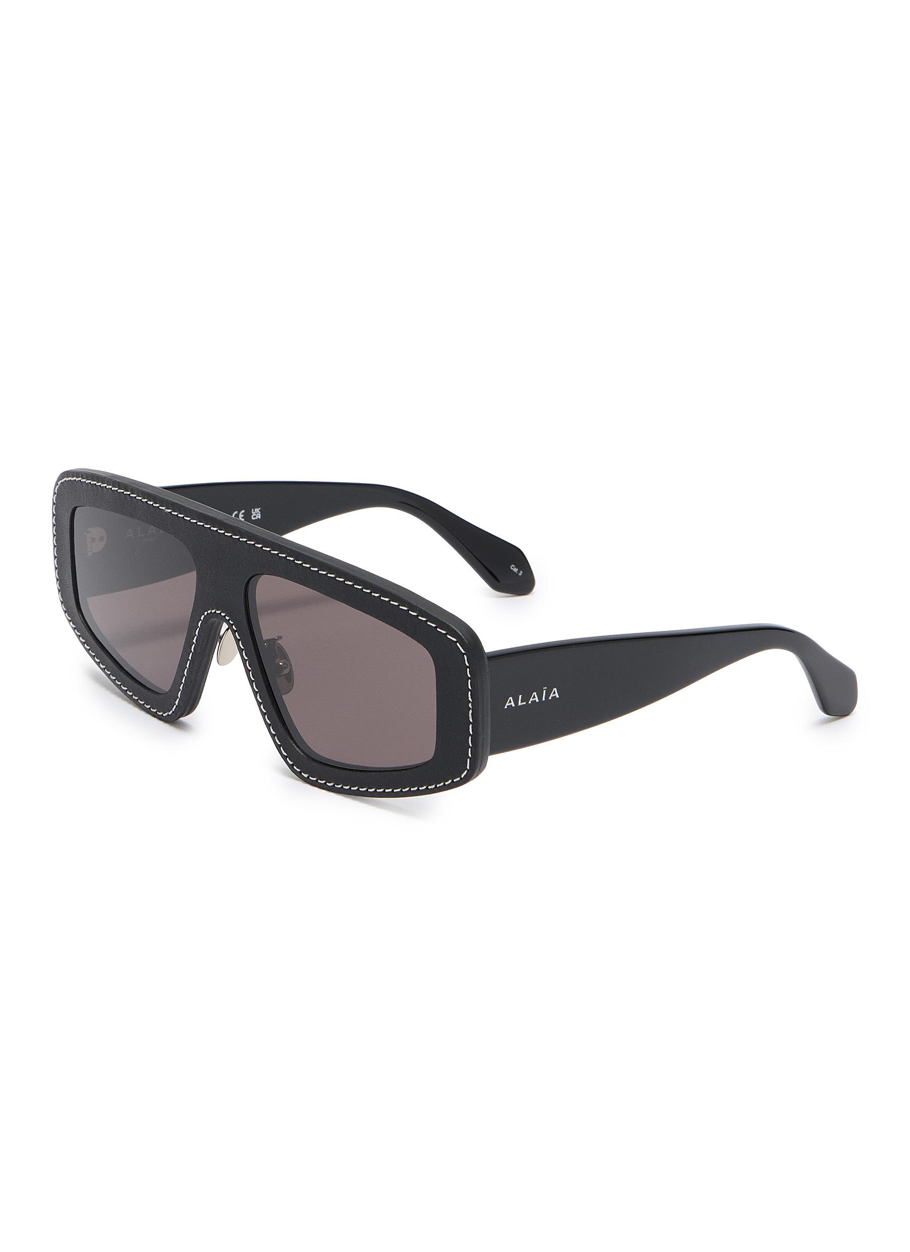 ALAÏA | Leather Acetate Geometric Sunglasses | Women | Lane 