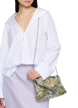 Figure View - Click To Enlarge - DRIES VAN NOTEN - Embellished Floral Jacquard Chain Strap Clutch