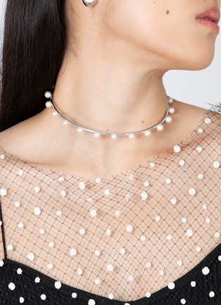Detail View - Click To Enlarge - BIJOU DE M - 18K White Gold Plated Sterling Silver Freshwater Pearl Choker — Size L