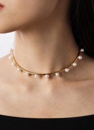 Detail View - Click To Enlarge - BIJOU DE M - 18K Gold Plated Sterling Silver Freshwater Pearl Choker — Size L