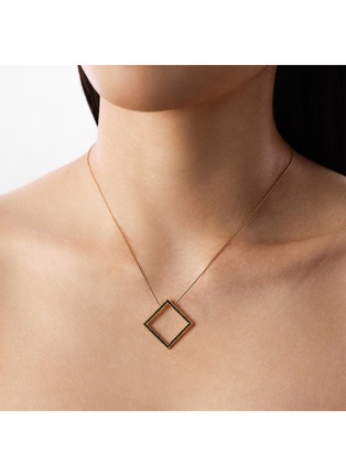 Detail View - Click To Enlarge - BIJOU DE M - Square 18K Gold Black Diamond Necklace