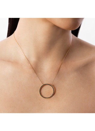 Detail View - Click To Enlarge - BIJOU DE M - Circle 18K Gold Black Diamond Necklace