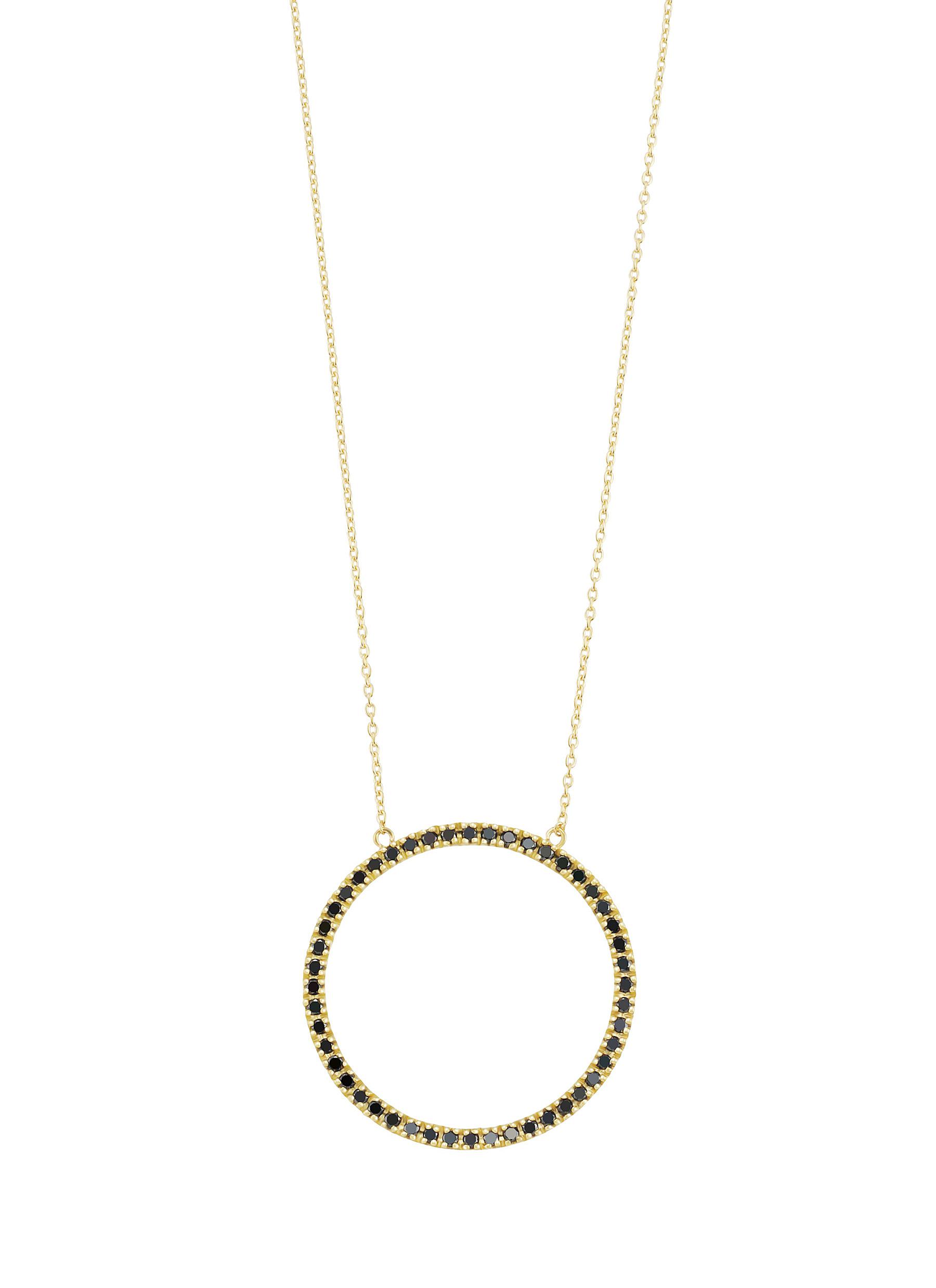 BIJOU DE M | Circle 18K Gold Black Diamond Necklace | Women | Lane 