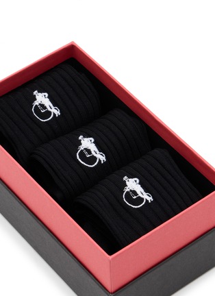 Detail View - Click To Enlarge - LONDON SOCK COMPANY - Simply Black Sock Gift Box — Set Of 3