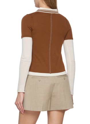 Back View - Click To Enlarge - CUDDLEUP - Layered Long Sleeve Polo Shirt