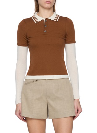 Main View - Click To Enlarge - CUDDLEUP - Layered Long Sleeve Polo Shirt