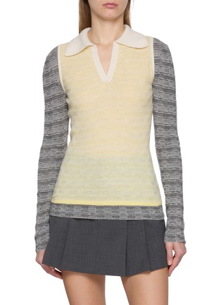 Main View - Click To Enlarge - CUDDLEUP - Layered Polo Cashere Knit Top