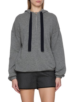 Main View - Click To Enlarge - CUDDLEUP - Drawstring Cashere Hoodie