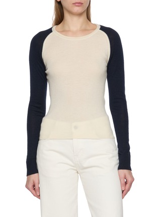 Main View - Click To Enlarge - CUDDLEUP - Raglan Sleeve Cashere Knit T-Shirt