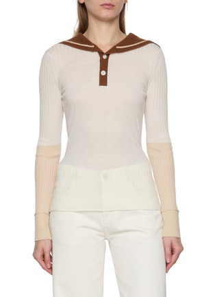 Main View - Click To Enlarge - CUDDLEUP - Sailor Collar Knit Top