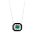NIKOS KOULIS Oui 18K White Gold Diamond Emerald Enamel Pendant Necklace