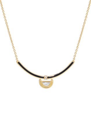 Main View - Click To Enlarge - STATE PROPERTY - Sophia 18K Gold Diamond Jet Black Enamel Bar Necklace