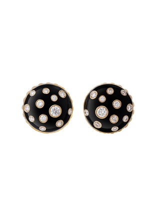 Main View - Click To Enlarge - STATE PROPERTY - Toadstool 18K Gold Diamond Enamel Jet Black Earrings