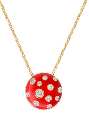 Main View - Click To Enlarge - STATE PROPERTY - Toadstool 18K Gold Diamond Enamel Red Pendant Necklace