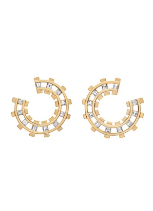 Main View - Click To Enlarge - STATE PROPERTY - Railroad 18K Gold Diamond Loop Earrings