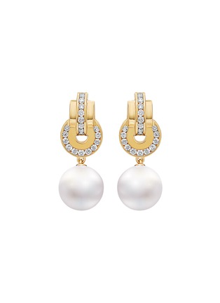 Main View - Click To Enlarge - STATE PROPERTY - Raisina 18K Gold Diamond Pearl Drop Earrings