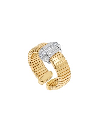 Main View - Click To Enlarge - STATE PROPERTY - Raisina 18K Gold Diamond Platinum Tubogas Ring — Size M