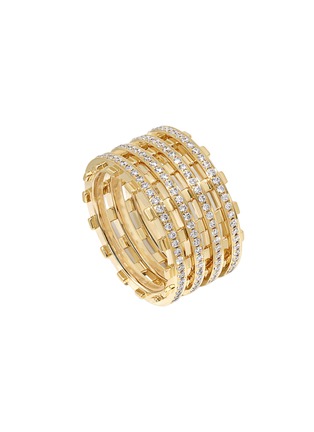 Main View - Click To Enlarge - STATE PROPERTY - Railroad 18K Gold Twin Track Pavé Diamond Ring — US 6.5
