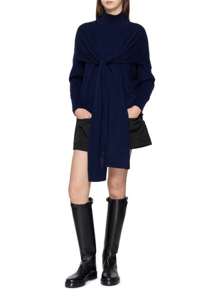 Figure View - Click To Enlarge - DREYDEN - Scarf Tie Wool Cashmere Knit Sweater