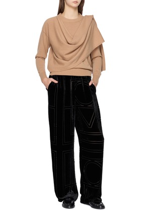 Figure View - Click To Enlarge - DREYDEN - Scarf Wrap Wool Cashmere Knit Sweater