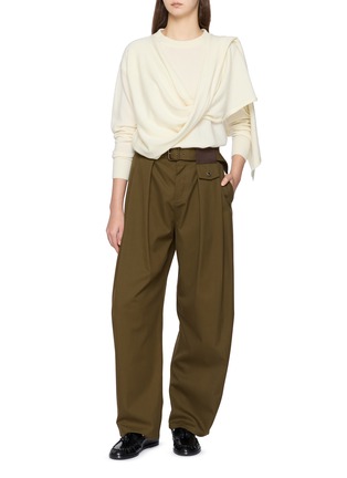 Figure View - Click To Enlarge - DREYDEN - Scarf Wrap Wool Cashmere Knit Sweater