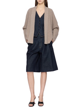Figure View - Click To Enlarge - DREYDEN - Turn Collar Wool Cashmere Knit Cardigan
