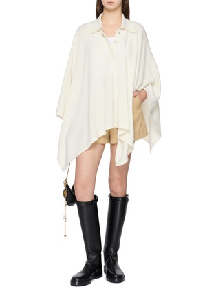 Figure View - Click To Enlarge - DREYDEN - Polo Neck Wool Cashmere Knit Poncho