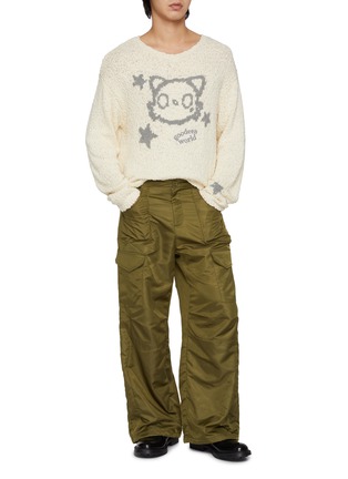 Detail View - Click To Enlarge - GOODBAI - Robot Cat Intarsia Oversized Sweater