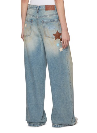 Front View - Click To Enlarge - GOODBAI - Star Appliqué Distressed Light Wash Jeans