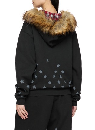 Back View - Click To Enlarge - GOODBAI - Star Print Faux Fur Trim Hooded Zip Jacket