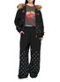 Figure View - Click To Enlarge - GOODBAI - Star Print Faux Fur Trim Hooded Zip Jacket