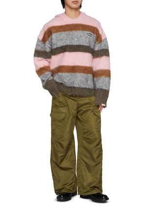 Detail View - Click To Enlarge - GOODBAI - Robot Cat Oversized Stripe Hooded Sweater