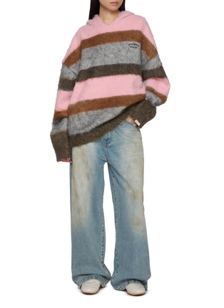 Figure View - Click To Enlarge - GOODBAI - Robot Cat Oversized Stripe Hooded Sweater