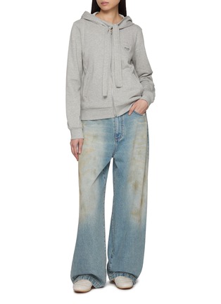 Figure View - Click To Enlarge - GOODBAI - Tie Neck Zip Up Hoodie