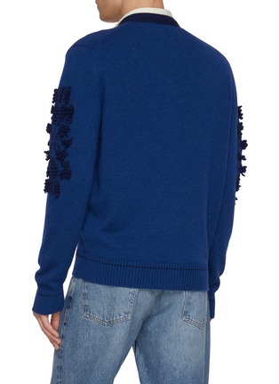 Back View - Click To Enlarge - BARRIE - Floral Embellished Cashmere Cardigan